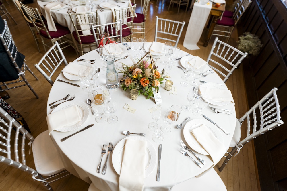 Table set for wedding with Chiavari Chairs